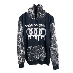 Lavish Society Sweatshirt Speed Hoodie Fleece Dark Blue Mens Size XL